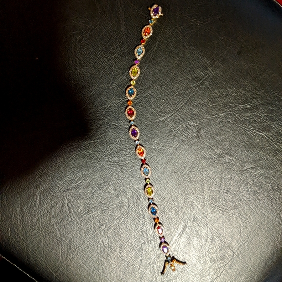 Multi-Gemstone Peridot, London Blue, Amethyst Tennis Bracelet - Picture 3 of 16